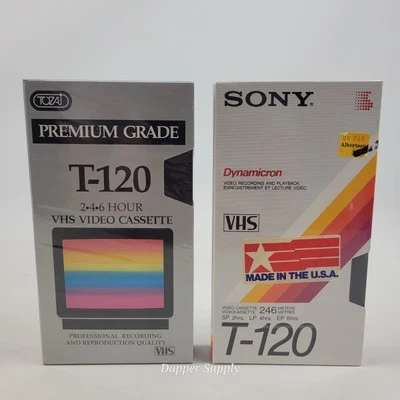 (Лот из 2) Премиум класса T-120 6 часов EP пустой VHS видео кассета лента запечатанный - Изображение 1 из 4