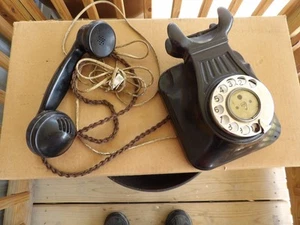 Vintage Black Rotary Wall Phone ODD! - Zdjęcie 1 z 6