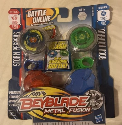 Hasbro Beyblade Fusion Storm Pegasus BB-28A Rock Aquario B-102 Wing paquete de 2 nuevos 3 Foto 1 de 3