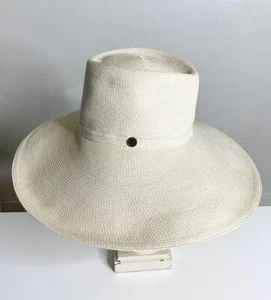 ERIC JAVITS Beige Natural Straw Wide Brim Fedora Floppy Beach Sun Vacation Hat - Picture 1 of 16