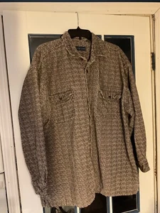 World Island men's 2XL shirt shacket 100% cotton long sleeved brown multicolored - Picture 1 of 8