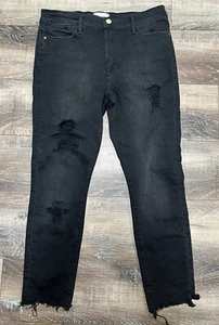 Frame Le High Skinny Black Raw Slit Hem Jeans Size 30 Distressed VGUC! - Bild 1 von 11