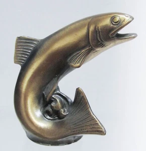 Pisapapeles pez trucha pesca con mosca latón metal hecho en EE. UU. - Imagen 1 de 4