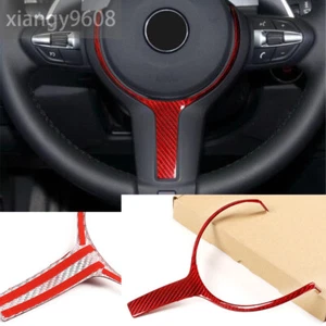 Real Red Carbon Fiber Steering Wheel Trim For BMW 3 Series X1 X2 X5 X6 2013-2019 - Picture 1 of 12