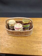 Dollhouse Miniature Artist Made Woven Basket and Preserves 1:12 Scale