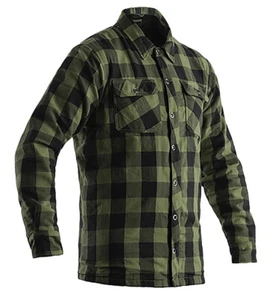 RST Lumberjack CE Mens Armoured Motorcycle Motorbike Shirt - Green Chequered - Picture 1 of 4