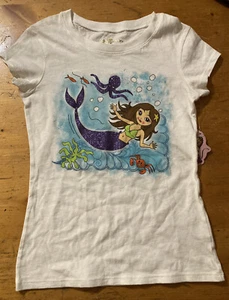 NWT COOPER KEY Girls MERMAID/OCTUPUS/CRAB white fitted T-Shirt /TOP sz. 8 - Picture 1 of 2