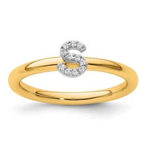 Collar de pulsera con anillo S inicial de diamantes apilable de 14 K - Imagen 1 de 8