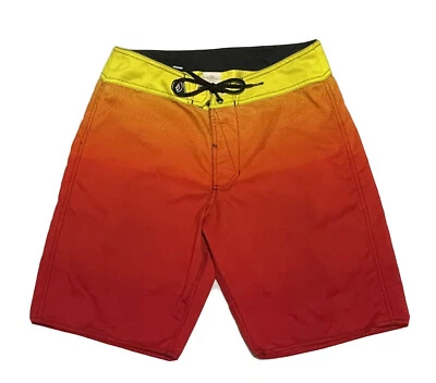 Volcom Mens Cinch Fly Board Shorts Size 32 Bright Red Yellow Orange Flaw - Image 1 of 4