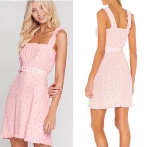 Faithfull The Brand Size S AU 8 / US 4 Mid Summer Mini Dress Pink Floral - Picture 1 of 12