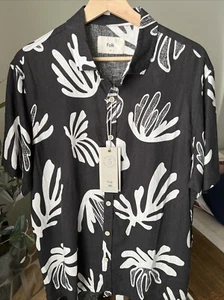 Folk Men’s Linen Blend Black Henno Shirt Size M NWT - Imagen 1 de 6