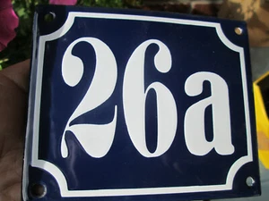 Número de casa esmalte nº 26a número blanco sobre fondo azul 12 cm x 10 cm  - Imagen 1 de 12