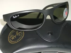 RAY BAN RB4033 60 17mm STUNNING MATTE BLACK POLARIZED PREDATOR WRAP SUNGLASSES - Picture 1 of 9