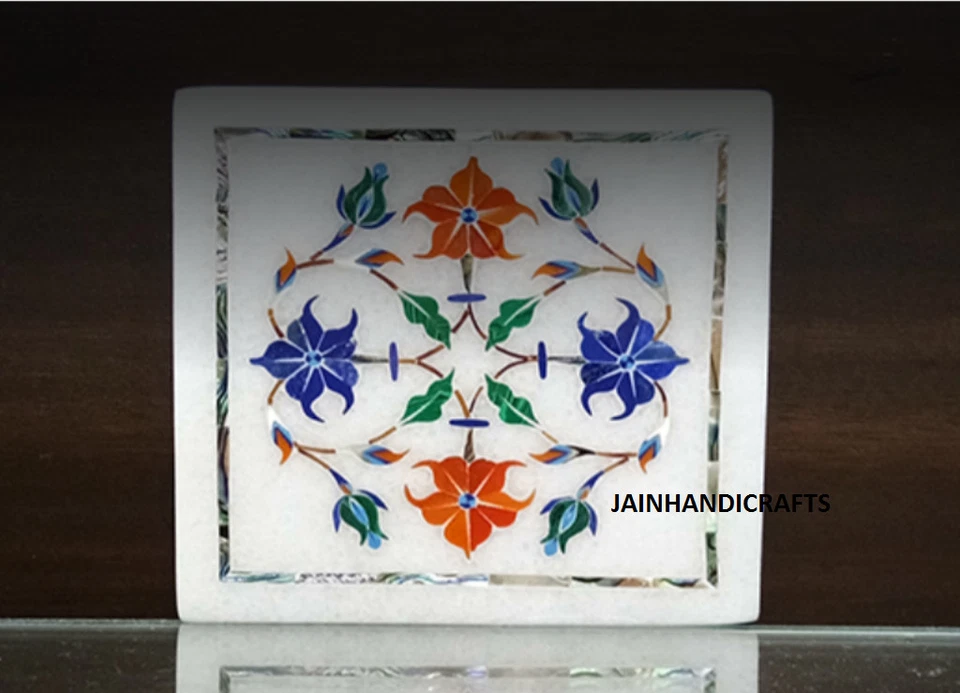 Mesa de centro de mosaico con incrustación de piedra semipreciosa de 12" decoración de mesa de esquina de mármol Foto 1 de 4