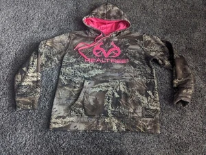 Realtree Womens L Camo & Pink Hoodie Camouflage Pullover - Picture 1 of 6