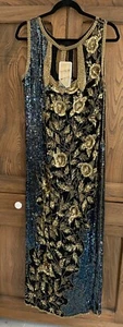 International Fashions 💯 Silk Sequin Beaded Sheath Maxi Dress NWT Hand Beaded - Picture 1 of 11