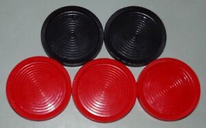 2 Black & 3 Red Large Jumbo 3" Rug Checkers Game Replacement Pieces Parts VGUC