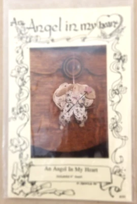 Tiny 4" angel bunny rabbit ornament Pattern knob hanger country primitive - Image 1 of 2