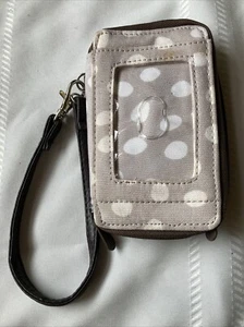 Thirty-One Handgelenktasche/Geldbörse mit umlaufendem Reißverschluss - hellbraun und gepunktet - Bild 1 von 4
