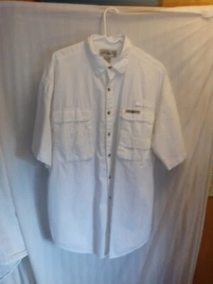 Camisa de pesca Hook & Tackle vintage Outfitters blanca ventilada manga corta grande  Foto 1 de 4