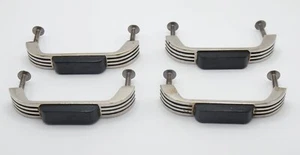 Lot of 4 Vintage Drawer Pull 3.5" Chrome Ribbed Dresser Cabinet Door Handles U1 - Picture 1 of 3