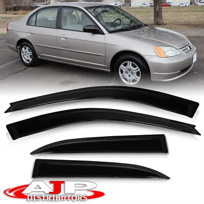 Smoke Window Visors Rain Guard Wind Deflector For 2001-2005 Honda Civic ES Sedan Foto 1 de 4