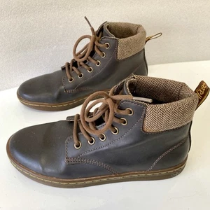 Dr Martens Maelly Brown Leather Tweed Ankle Boots Sz US Women’s 7/EU 38 Air Wair - Picture 1 of 10