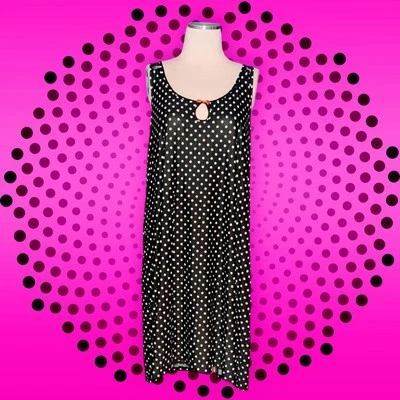 Camisón GEORGE espalda cruzada negro blanco POLKA DOT rosa lazo cuello ojo de cerradura para mujer XL Foto 1 de 4