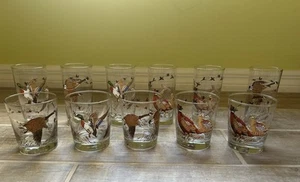 Vtg Libbey Set of 11 Gamebird Highball Lowball Glasses Pheasant Mallard Flight - Picture 1 of 7