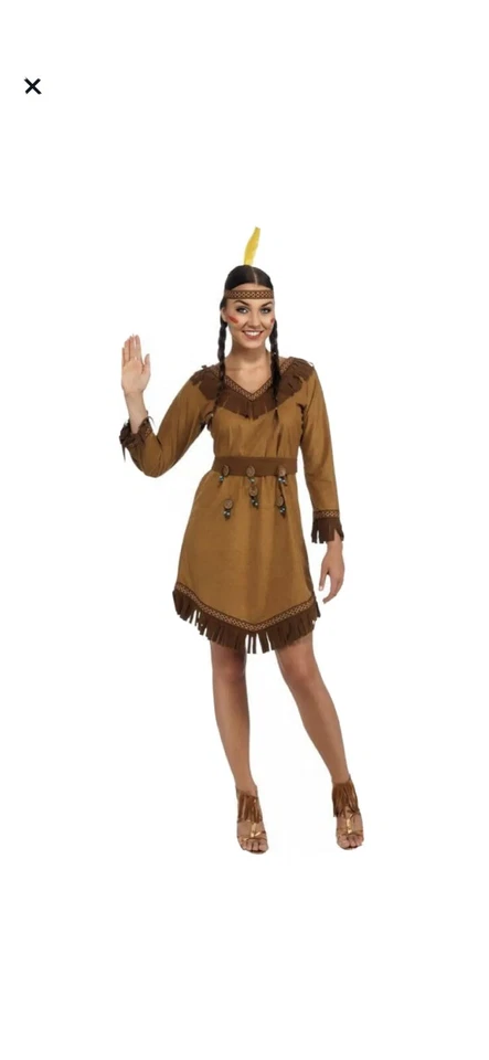 Disfraz de doncella india nativa americana Pocahontas Western Wild West para mujer ETS Foto 1 de 2