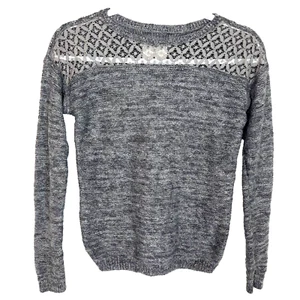 Abercrombie & Fitch Open Knit Sweater Girls Size M Gray Silver Metallic - Picture 1 of 14
