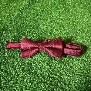 Bowtie Red Jacquard Plaid Pre-tied Bow clasp fastening adjustable neck straps - Picture 1 of 9