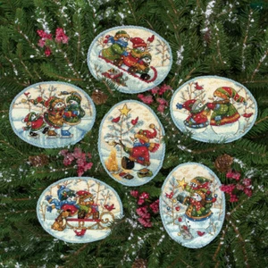 Abmessungen Gold Petite: gezählt Kreuzstich-Set: Ornament: Schneemänner: 6er Set - Bild 1 von 1