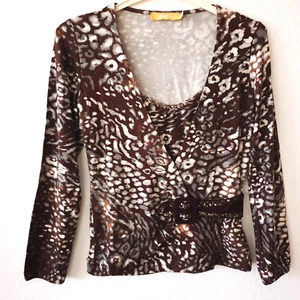 NEU BIBA by Escada LEOPARDEN TWINSET mit PAILLETTEN + GÜRTEL Wickelshirt 38 40 - Bild 1 von 10