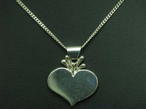925 Argento Sterling Collana Pendente / Cuore / Vero Argento/45,0cm/11,6g - Foto 1 di 4