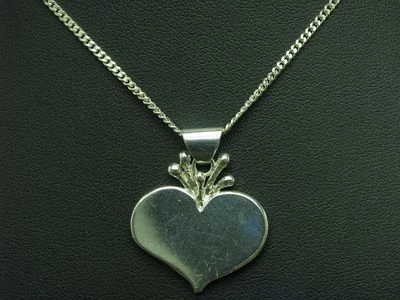 925 Argento Sterling Collana Pendente / Cuore / Vero Argento/45,0cm/11,6g - Immagine 1 di 4