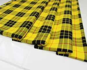 Tartan Fabric - Yellow & Black Tartan Check - Polyviscose Craft Fabric Material - Picture 1 of 5