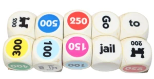 Complete Set of 10 MONOPOLY DICED GAMES Replacement Dice - Picture 1 of 2