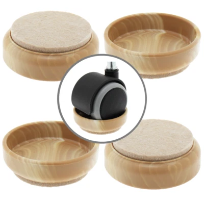 Furniture Wheel Castor Cups - Felt Base Protect Floors, Prevent Movement - 4 Pcs - Image 1 of 4