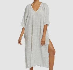 $196 Vitamin A Womens White Cannes Caftan Organic Cotton Cover Up Size S - Picture 1 of 3