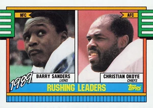 1990 Topps - Barry Sanders , Christian Okoye - Rushing Leaders #28 - Bild 1 von 2