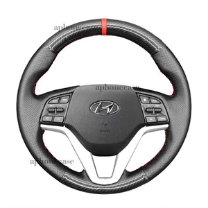 Hand-Sewing Steering Wheel Wrap Cover Leather Interior Wrap For Hyundai Tucson - Picture 1 of 12