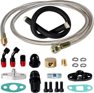 10AN Oil Feed and Drain Return Line Kit for T3 T4 GT35 T70 T66 T61 T60 T04E T04 - Picture 1 of 10
