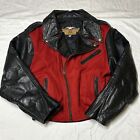 Woman's Harley Davidson Vintage Jacket Black Leather Red Wool Large Motorcycle