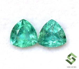 Paire de pierres précieuses lâches certifiées 5,5 x 5,5 mm émeraude naturelle trillion 1,26 CTS - Photo 1/6
