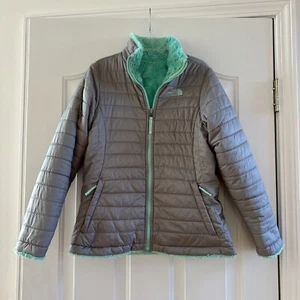 The North Face Girls Reversible Gray/Green Coat/Jacket, Size XL (18) - Picture 1 of 10