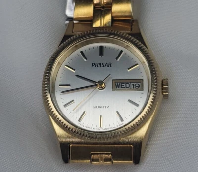 Винтажные женские кварцевые часы Phasar Sears нержавеющая сталь день дата ремонт/запчасти - Изображение 1 из 4