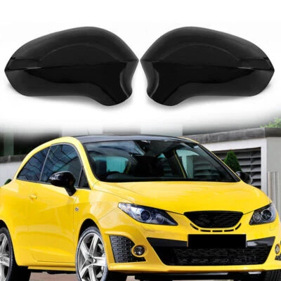 Tapas de cubierta de espejo retrovisor de puerta de ala negra brillante para Seat Ibiza 6J MK4 2008~2017 Foto 1 de 4