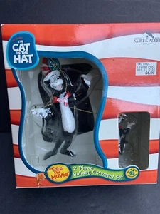 2003 Dr Seuss Cat in the Hat Kurt Adler adorno navideño 2 piezas sin usar y en caja - Imagen 1 de 5