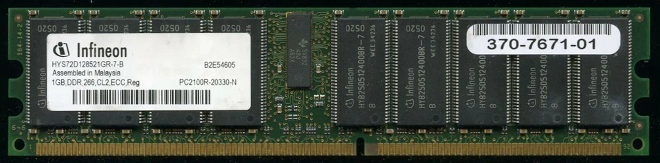 Infineon 1GB HYS72D128521GR-7-B DDR PC2100R-20330-N CL2 ECC Server Ram - Photo 1/1